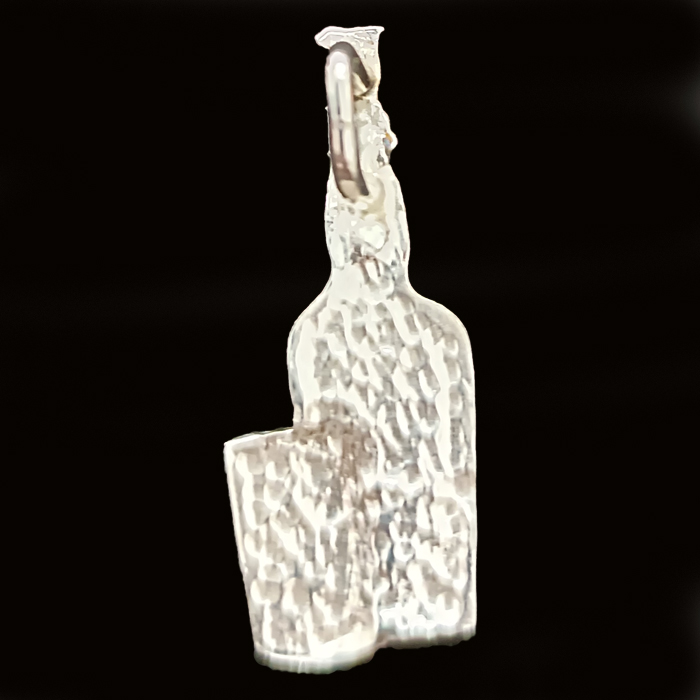 Colgante plata botella y vaso de sidra